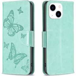 Mobigear Butterfly Housse iPhone 15 Etui Porte-Monnaie - Vert