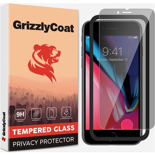 GrizzlyCoat Easy Fit AntiSpy iPhone 6s Verre trempé Protection d'écran Confidentialité - Compatible Coque + Cadre d'installation