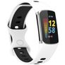 Mobigear Sport Dual Bracelet Silicone Fitbit Charge 5 Fermeture à clou et passant - Noir / Blanc