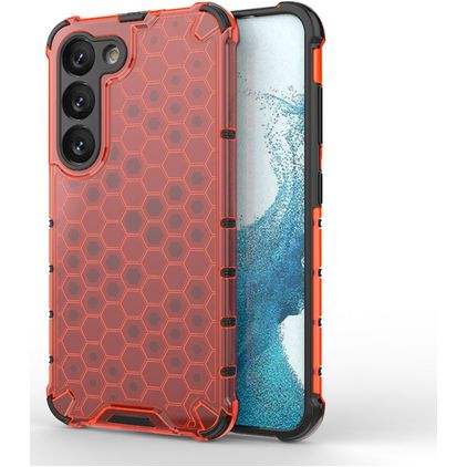 Mobigear Honeycomb Coque Samsung Galaxy S23 Coque arrière Rigide Anti-Chocs - Rouge
