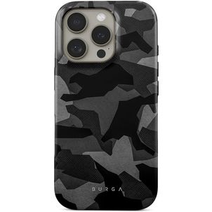 Burga Tough Coque iPhone 16 Pro Coque arrière Rigide Anti-Chocs - Night Black Camo
