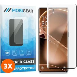 Mobigear OPPO Find X6 Pro Verre trempé Protection d'écran - Compatible Coque - Noir (Lot de 3)