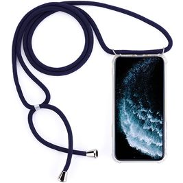 Mobigear Lanyard iPhone 11 Pro Max Coque avec cordon en TPU Souple - Transparent / Bleu