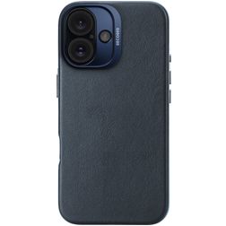Decoded Coque iPhone 16 MagSafe Coque arrière en Cuir Véritable - Bleu Marin