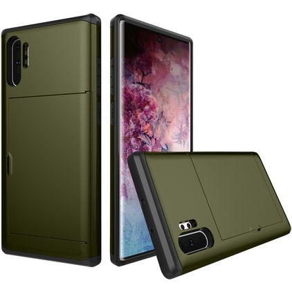Mobigear Card Samsung Galaxy Note 10 Plus Plastique rigide Coque arrière Antichoc avec porte-cartes - Vert