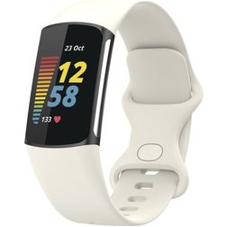 Mobigear Sport Dual Bracelet Silicone pour Fitbit Charge 5 Fermeture à clou et passant - Lumière stellaire