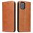 Fierre Shann Art Housse iPhone 12 Mini Etui Porte-Monnaie - Cognac