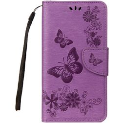 Mobigear Butterfly Housse Samsung Galaxy A8 (2018) Etui Porte-Monnaie - Violet