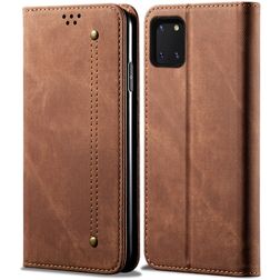 Mobigear Denim Slim Housse Samsung Galaxy Note 10 Lite Etui Porte-Monnaie - Marron