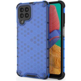 Mobigear Honeycomb Coque Samsung Galaxy M33 Coque arrière Rigide Anti-Chocs - Bleu