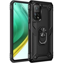 Mobigear Armor Ring Coque Xiaomi Mi 10T Coque arrière Rigide Anti-Chocs avec Anneau-Support - Noir