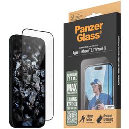 PanzerGlass Ultra-Wide Fit iPhone 16 Verre trempé Protection d'écran - Compatible Coque + Cadre d'installation
