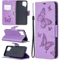 Mobigear Butterfly Housse Samsung Galaxy A12 Etui Porte-Monnaie - Violet