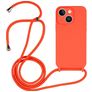 Mobigear Lanyard iPhone 14 Plus Coque avec cordon en Silicone - Orange