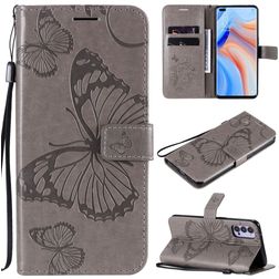 Mobigear Butterfly Housse OPPO Reno 4 Etui Porte-Monnaie - Gris