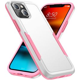Mobigear Heavy Armor Coque iPhone 14 Plus Coque arrière Rigide Anti-Chocs - Blanc / Rose