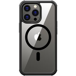 Valenta Full Cover Coque iPhone 15 Pro MagSafe Coque arrière en Verre trempé Anti-Chocs - Transparent / Noir