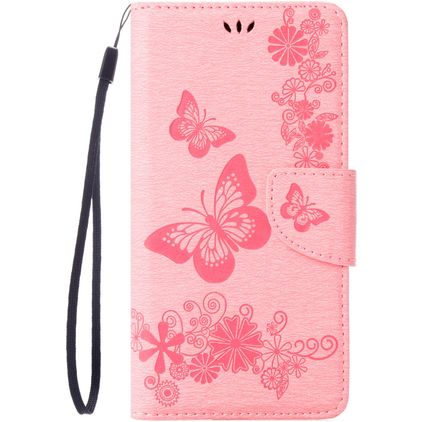Mobigear Butterfly Housse iPhone SE (2022) Etui Porte-Monnaie - Rose