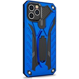 Mobigear Armor Stand Coque iPhone 12 Pro Max Coque arrière Rigide Anti-Chocs avec Support Amovible - Noir / Bleu