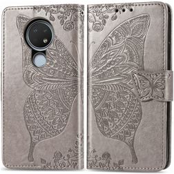 Mobigear Butterfly Housse Nokia 7.2 Etui Porte-Monnaie - Gris