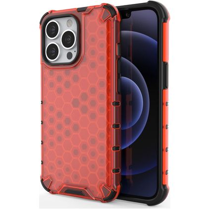 Mobigear Honeycomb Coque iPhone 14 Plus Coque arrière Rigide Anti-Chocs - Rouge
