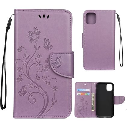 Mobigear Flowers Housse iPhone 11 Etui Porte-Monnaie - Violet