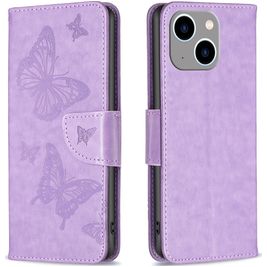 Mobigear Butterfly Housse iPhone 15 Plus Etui Porte-Monnaie - Violet