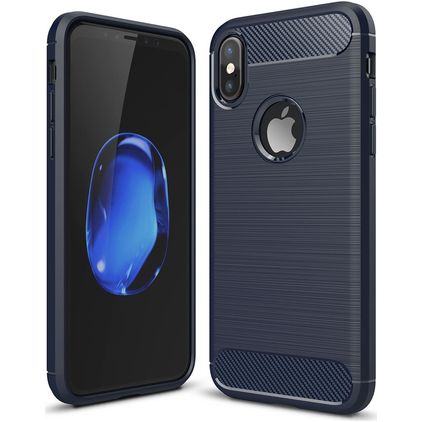 Mobigear Brushed Slim Coque iPhone XR Coque arrière en TPU Souple - Bleu Marin