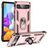 Mobigear Armor Ring Google Pixel 6a Plastique rigide Coque arrière Antichoc avec bague de maintien - Rose doré