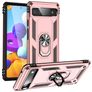 Mobigear Armor Ring Google Pixel 6a Plastique rigide Coque arrière Antichoc avec bague de maintien - Rose doré