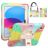 Mobigear SureGrip Coque iPad 11 (2025) Coque arrière en Plastique rigide,Silicone + Porte-crayon + Bandoulière + Support Amovible - Rainbow