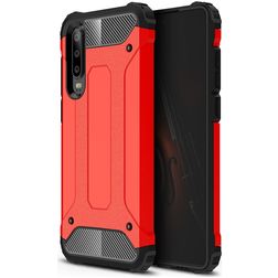 Mobigear Outdoor Coque Huawei P30 Coque arrière Rigide Anti-Chocs - Rouge