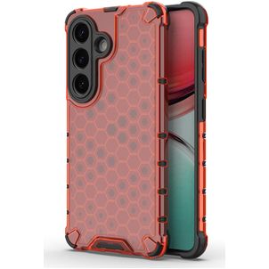 Mobigear Honeycomb Coque Samsung Galaxy S26 Coque arrière Rigide Anti-Chocs - Rouge