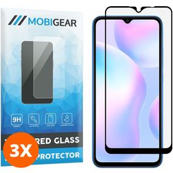 Mobigear Premium Xiaomi Redmi 9A Verre trempé Protection d'écran - Compatible Coque - Noir (Lot de 3)