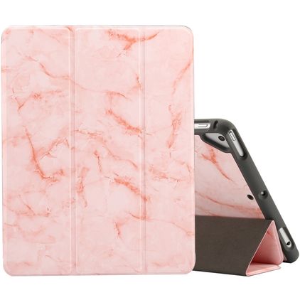 Mobigear Tri-Fold Marble Coque iPad 5 (2017) Etui + Porte-crayon - Rose