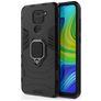 Mobigear Armor Ring Xiaomi Redmi Note 9 Plastique rigide Coque arrière Antichoc avec bague de maintien - Noir