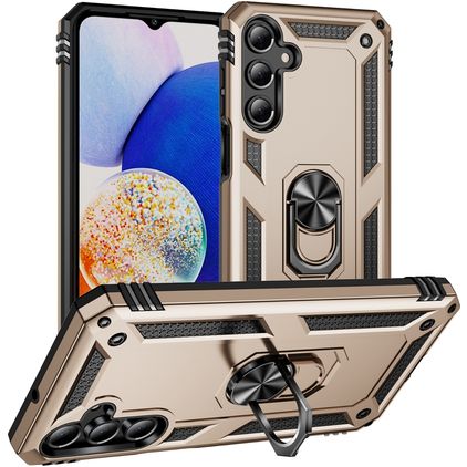 Mobigear Armor ring Samsung Galaxy A16 Plastique rigide Coque arrière Antichoc avec bague de maintien - Or