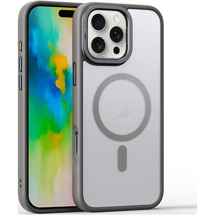 Mobigear Shockproof Coque iPhone 16 Pro Max MagSafe Coque arrière Rigide - Gris