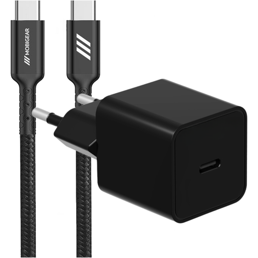 Mobigear Essentials - Simple USB-C Chargeur USB-C 1 mètre Power Delivery 20W - Noir