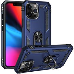 Mobigear Armor Ring Coque iPhone 14 Pro Max Coque arrière Rigide Anti-Chocs avec Anneau-Support - Bleu
