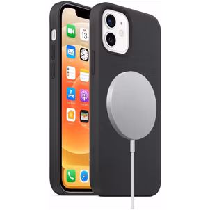Mobigear Rubber Touch Coque iPhone 12 Mini MagSafe Coque arrière en Silicone - Noir