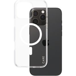 CARE by PanzerGlass Flagship Coque iPhone 16 Pro Max MagSafe Coque arrière Rigide - Transparent / Blanc