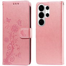 Mobigear Flowers Housse Samsung Galaxy S26 Ultra Etui Porte-Monnaie - Rose doré
