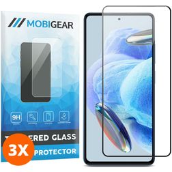Mobigear Premium Xiaomi Redmi Note 12 Pro Verre trempé Protection d'écran - Compatible Coque - Noir (Lot de 3)