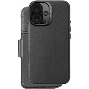 Decoded Detachable Wallet Housse iPhone 16 MagSafe Etui avec Coque Détachable en Cuir Véritable Porte-Monnaie - Noir