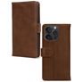 Mobilize Wallet Housse iPhone 15 Pro Etui en Cuir Véritable Porte-Monnaie - Marron