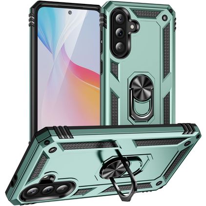 Mobigear Armor ring Coque Samsung Galaxy A36 Coque arrière Rigide Anti-Chocs avec Anneau-Support - Vert