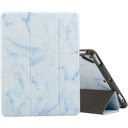 Mobigear Tri-Fold Marble iPad 6 (2018) Étui + Porte-stylet - Bleu