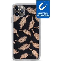 My Style Magneta Coque iPhone 11 Pro Max Coque arrière en TPU Souple - Golden Feathers