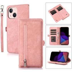 Mobigear Zipper Housse iPhone 14 Plus Etui Porte-Monnaie - Rose doré